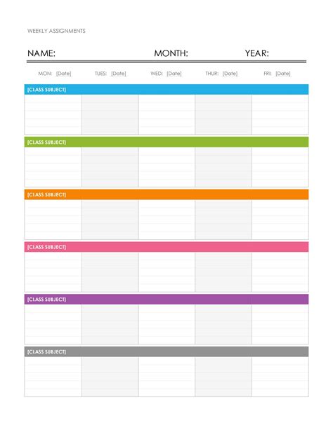 Weekly Blank Calendar Printable